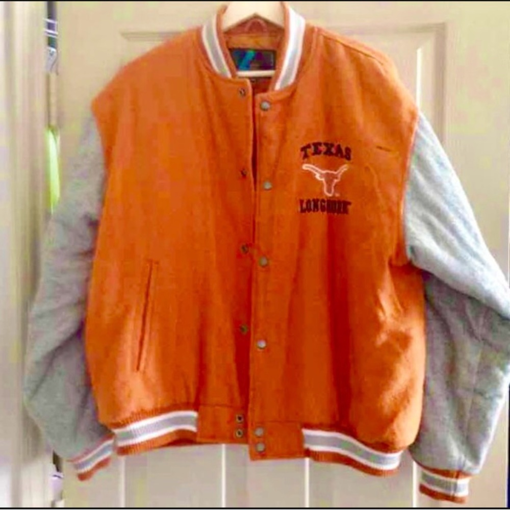 Vintage Texas Longhorns Orange and Gray Bomber Jacket
